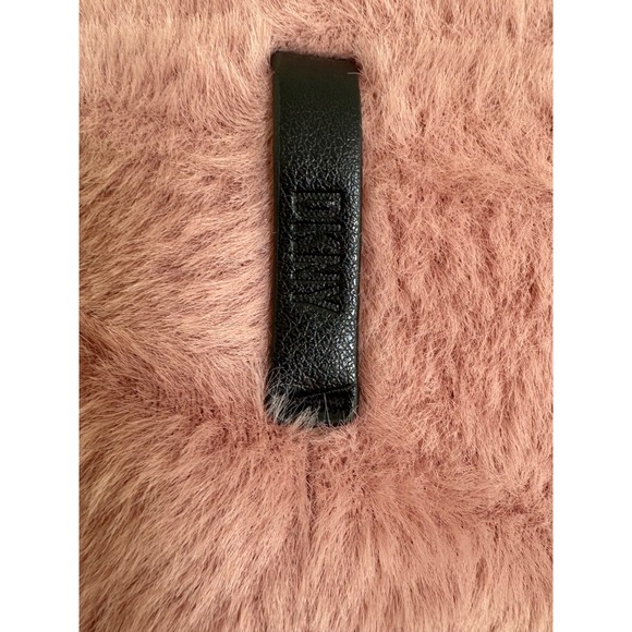 DKNY Plush‎ Faux Fur Coat Button Front Pink Zipper Pockets Small Chic NWOT - Picture 7 of 12